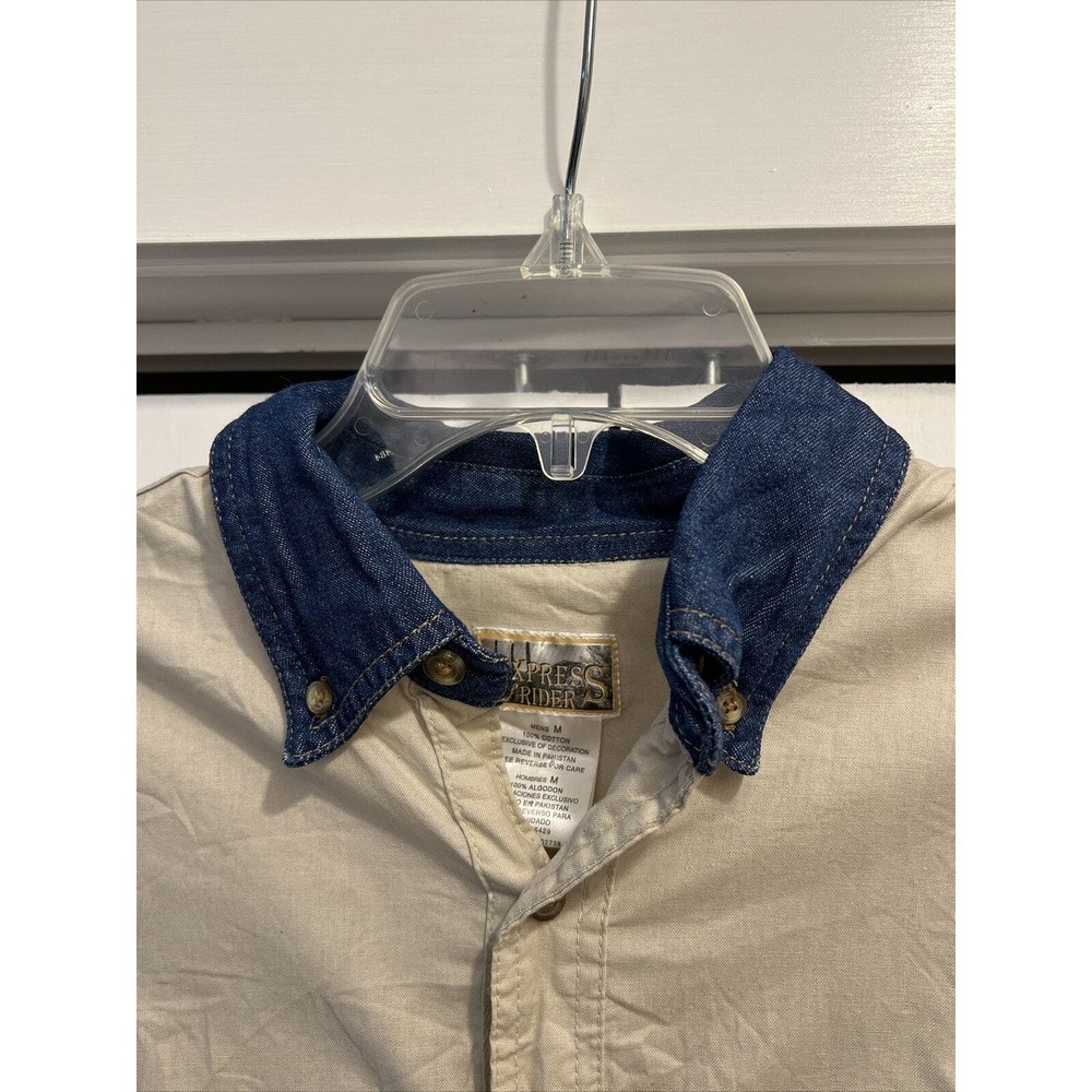 VTG Express Rider Mens Western Cowboy L/S Shirt Button Up Sz M ~ FLAME SLEEVES - Picture 2 of 7